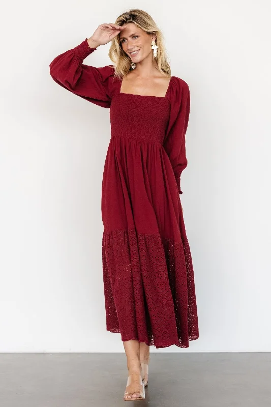 Marcella Maxi Dress | Wine Elegant Lace-Up Maxi Dress