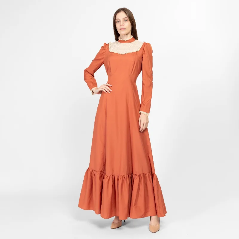 Medium 70s Does Victorian Orange Prairie Maxi Dress Classic Black Maxi Dress