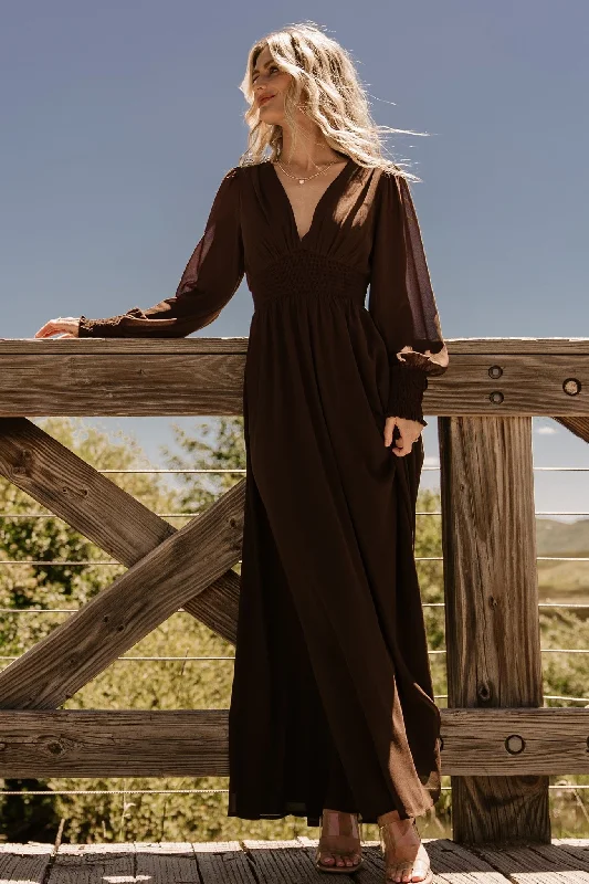 Olivia Maxi Dress | Dark Brown Comfortable Fitted Maxi Dress