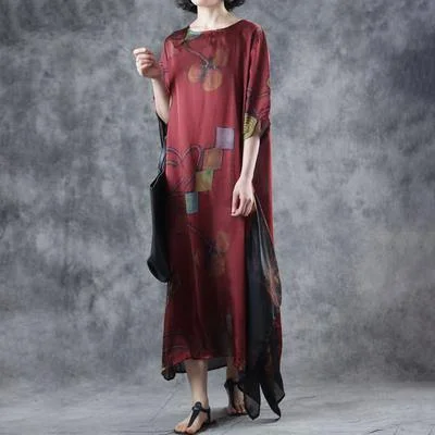 Organic blneded clothes For Women plus size Irregular Loose Summer Printed Women Dress