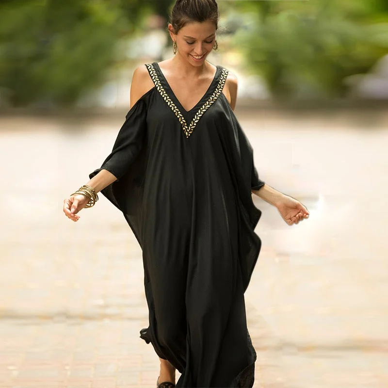 Amy Fashion - Plus Size Beachwear Black Dress