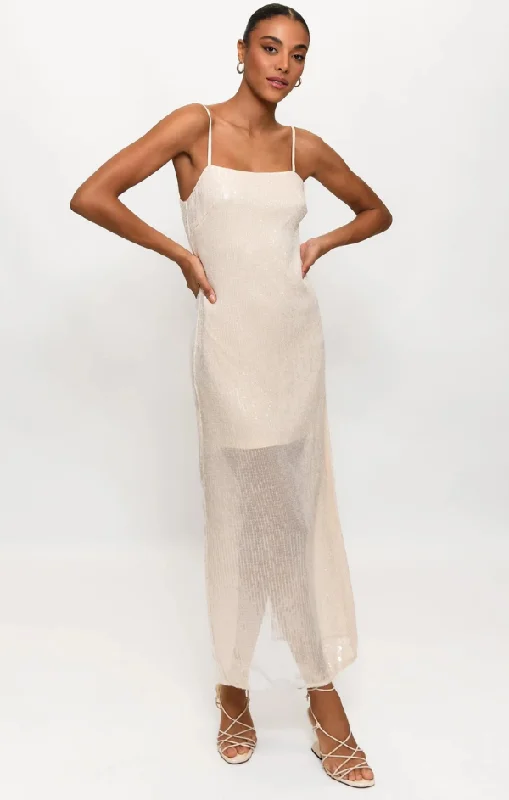 Sequin Sheer Maxi Dress Trendy Off-Shoulder Ruffle Maxi Dress