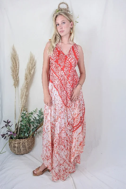 Siren Maxi Dress - Spark the Fire Ikat- Vintage Indian Silk - M/L Trendy Short Sleeve Maxi Dress Siren Maxi Dress - Spark the Fire Ikat- Vintage Indian Silk - M/L Trendy Short Sleeve Maxi Dress
