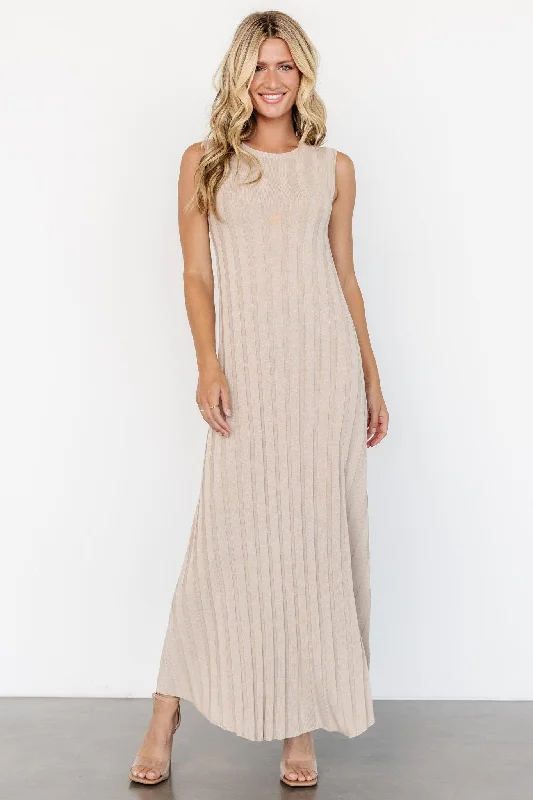 Skylar Tank Maxi Dress | Taupe Trendy Maxi Dress with Belt