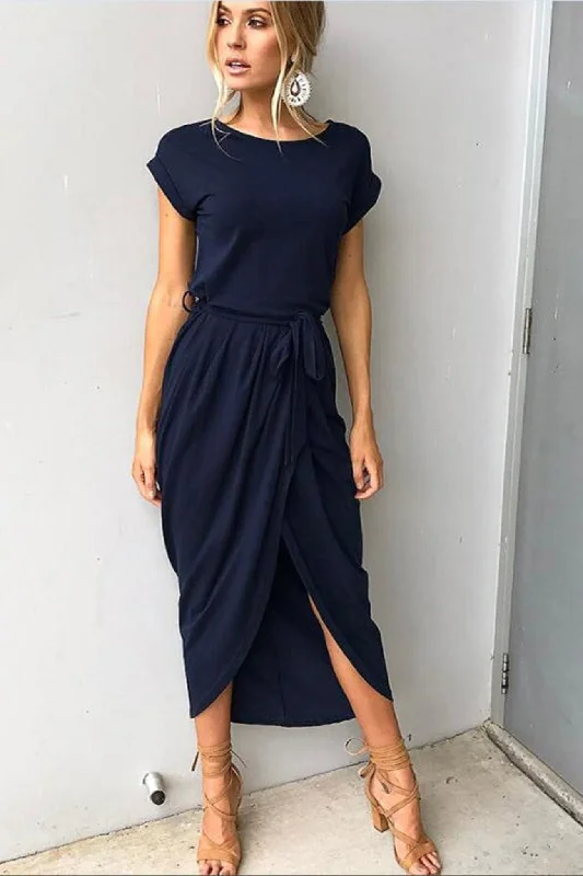 TastyHottie - Solid Color Strappy Irregular Dress