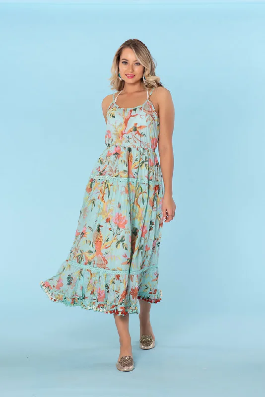 Sun dress, cotton resort collection, aqua resort dress