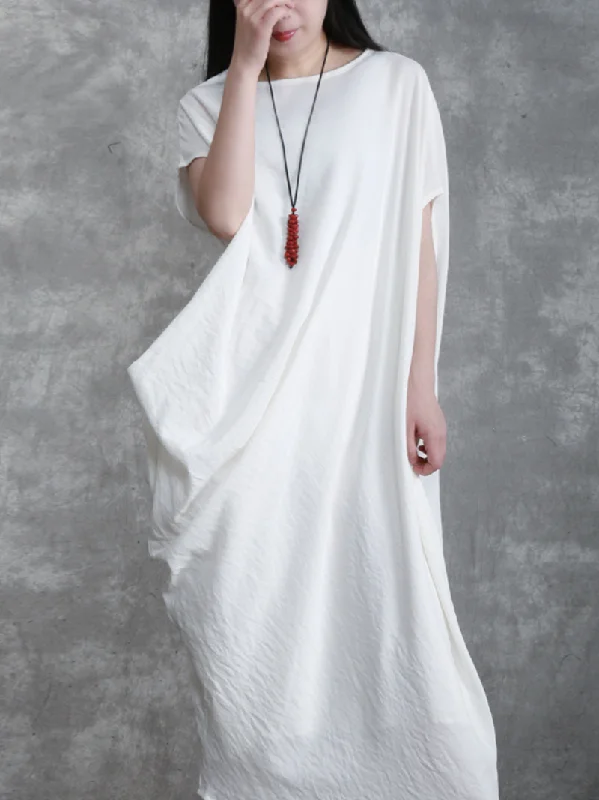 Women's stylish solid color long maxi dress loose bat sleeve long skirt Cozy Maxi Dress with Slit Women's stylish solid color long maxi dress loose bat sleeve long skirt Cozy Maxi Dress with Slit