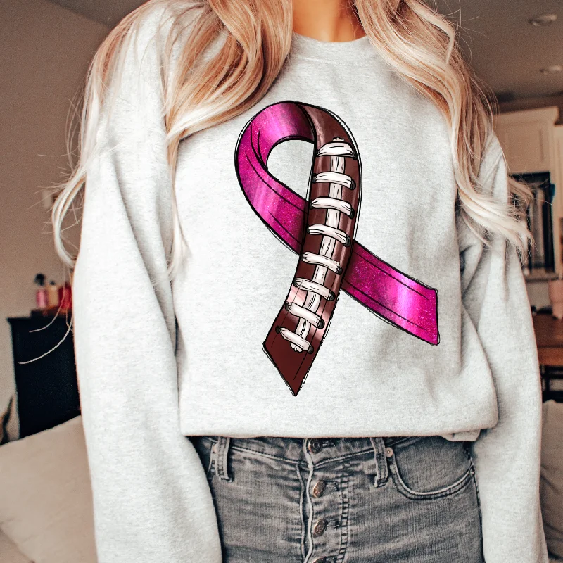 Hazel Blues® |  Breast Cancer Ribbon Graphic Sweatshirt Hoodie with Half-Zip Sporty Casual