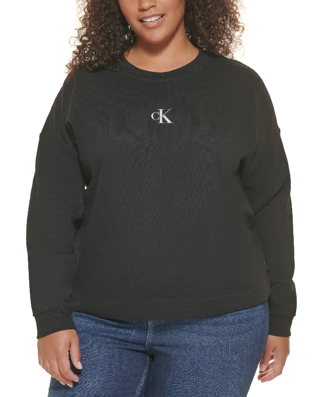 Calvin Klein Jeans Trendy Plus Size Logo Long Sleeve Sweatshirt Hoodie with Magnetic Closure Innovative Modern