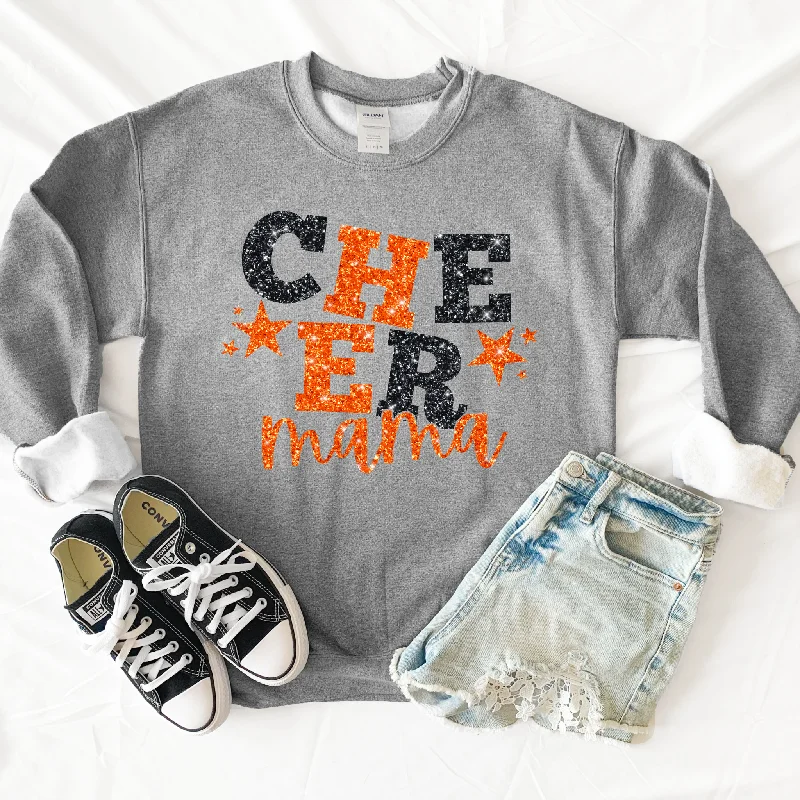 Hazel Blues® |  Cheer Mama Glitter Graphic Sweatshirt Hoodie with Front Slit Layering Stylish