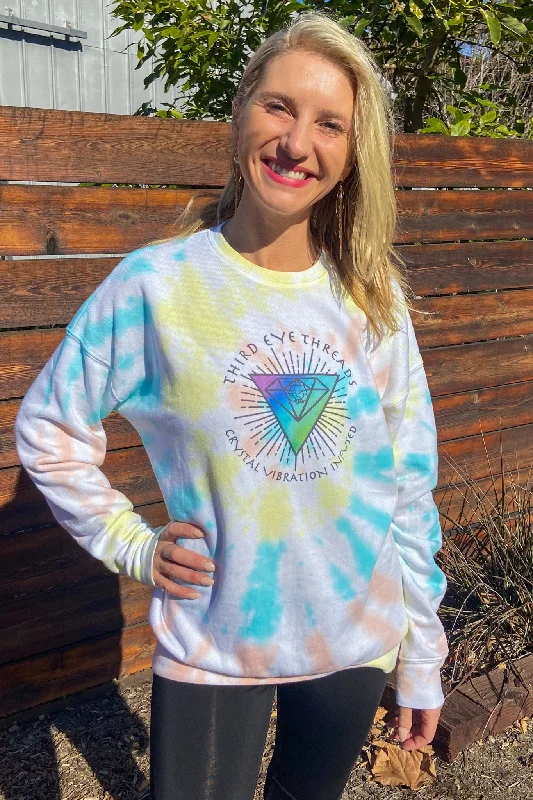 Oversized Crystal Vibrations Tie Dye Super Soft Sweatshirt Hoodie with Hem Ribbing Snug Secure