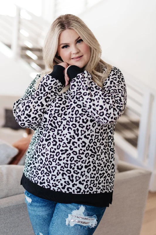 Hazel Blues® |  Cozy in Cheetah Pullover Sweatshirt Cotton Hoodie Fleece Lining Warmth