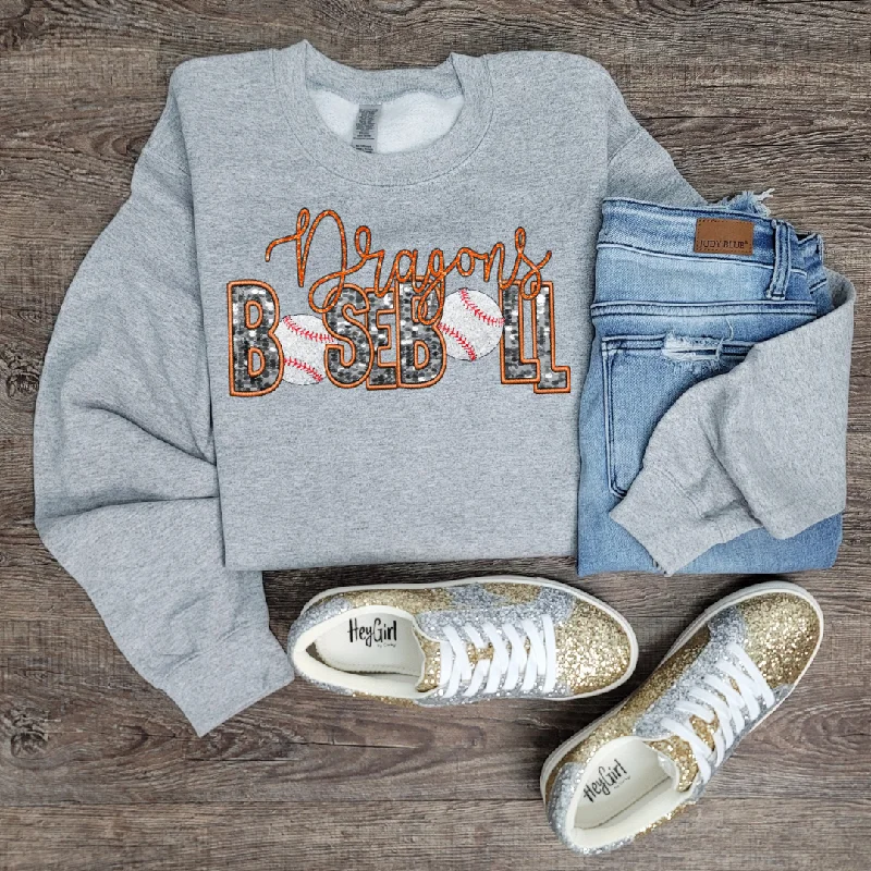 Hazel Blues® | Custom Glitter & Sequin Team Sport: SWEATSHIRT Hoodie with Set-In Sleeves Structured Classic