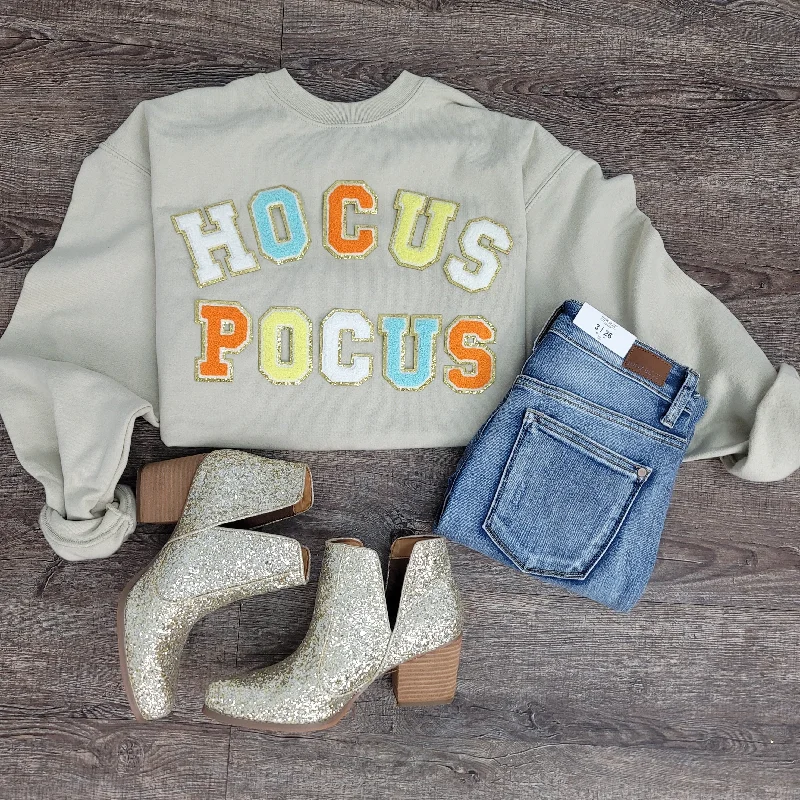 Hazel Blues® |  Hocus Pocus Chenille Patch Sweatshirt: Multi Color Hoodie with Gradient Ombre Colorful