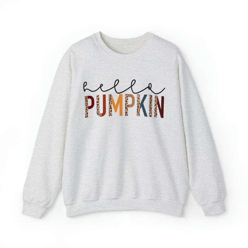 Hazel Blues® |  Hello Pumpkin Graphic Crewneck Sweatshirt Hoodie with Back Slit Movement Comfort