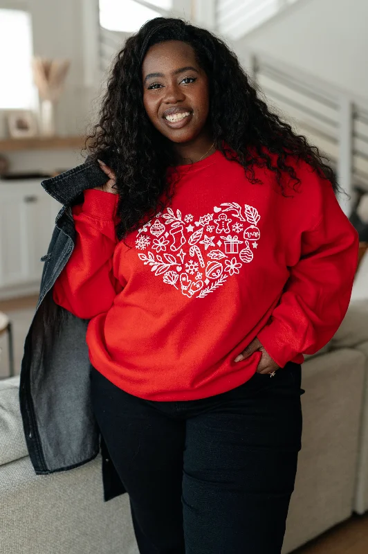 Hazel Blues® |  Holiday Heart Sweatshirt Hoodie with Rhinestones Sparkly Elegant