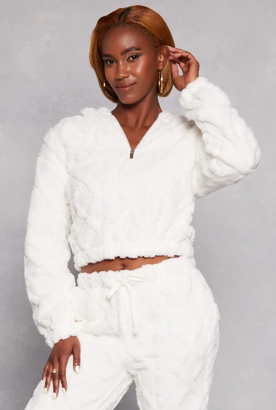 Almost Famous Faux Fur Half Zip Hoodie Hoodie with Belted Waist Structured Tailored