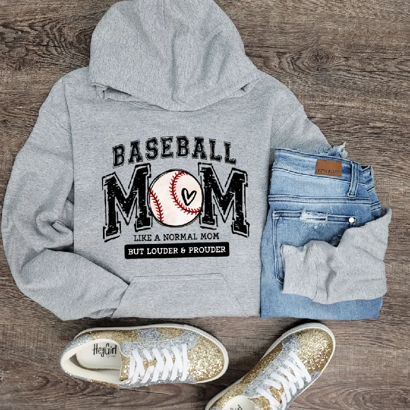 Hazel Blues® |  Louder Baseball Mom: HOODIE Hoodie with Monochrome Minimalist Simple