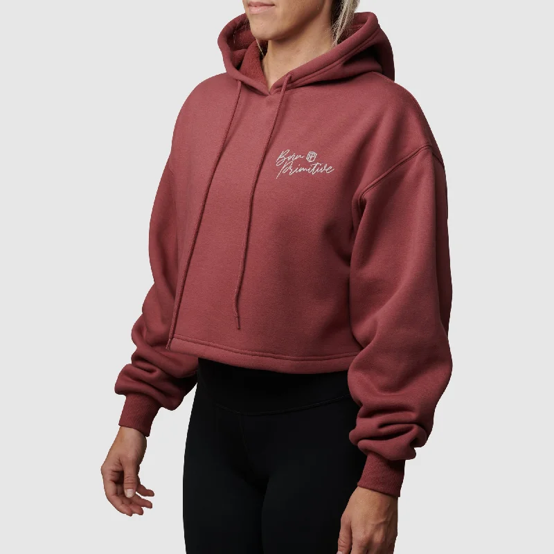 Revival Cropped Fleece Hoodie (Roan Rouge) Hoodie with Lining Warm Insulated