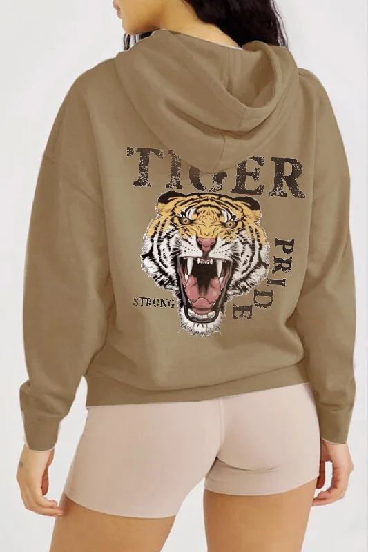 Hazel Blues® | TIGER STRONG PRIDE Graphic Hoodie Hoodie with Monochrome Minimalist Simple