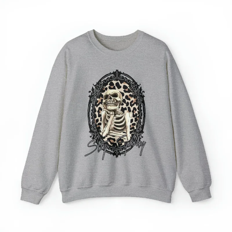 Hazel Blues® |  Stay Spooky Graphic Crewneck Sweatshirt Hoodie with Hem Frayed Vintage Worn