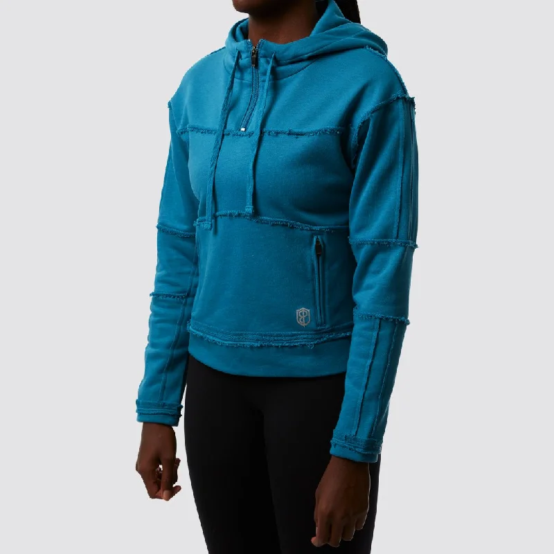 Stitch Hoodie (Turquoise) Hoodie with Ribbed Hem Stretchable Secure