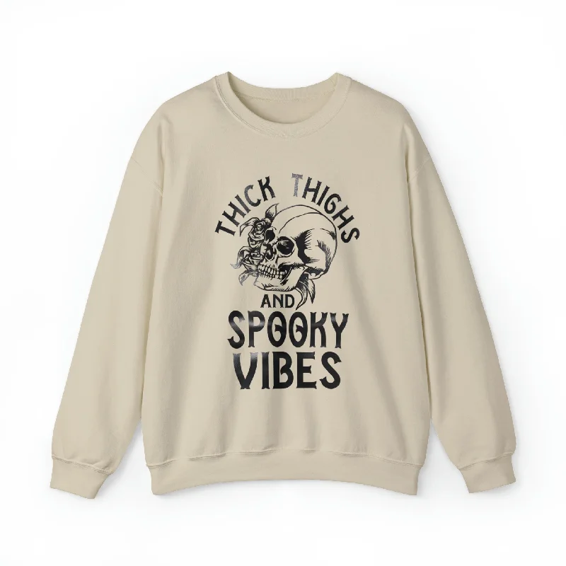 Hazel Blues® |  Thick Thighs Graphic Crewneck Sweatshirt Hoodie with Hem Patch Decorative Personalized