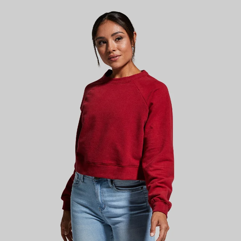 Unmatched Cropped Crew Sweatshirt (Wine) Hoodie with Reflective Safety Nightwear