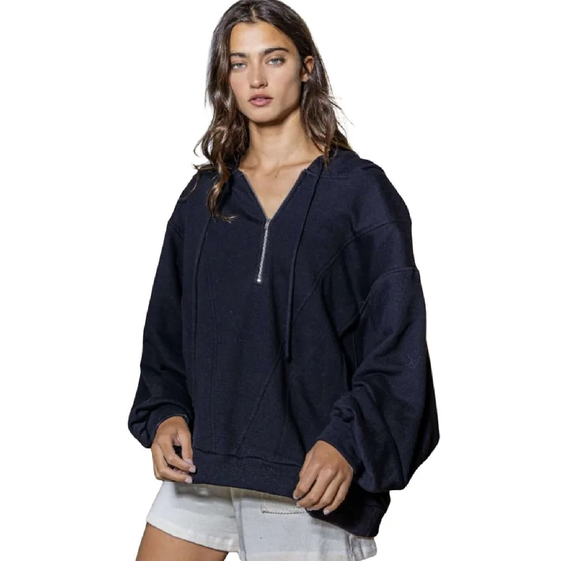 Bold & Comfy Half Zip Oversized Hoodie Made in USA Hoodie with Half-Zip Sporty Casual