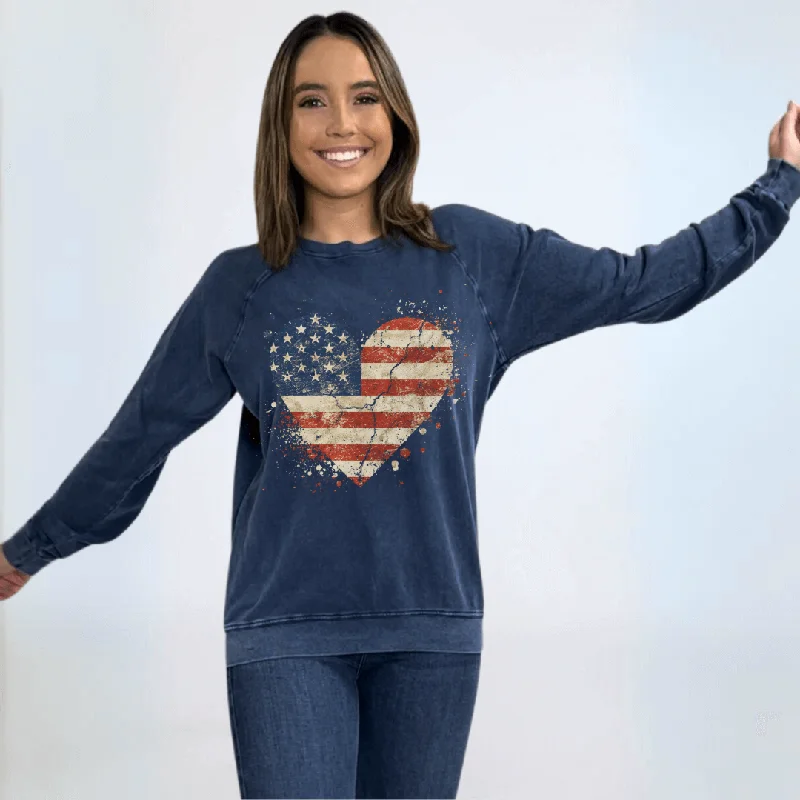 Distressed American Flag Graphic Sweatshirt Made in USA Hoodie with Zipper Versatile Modern