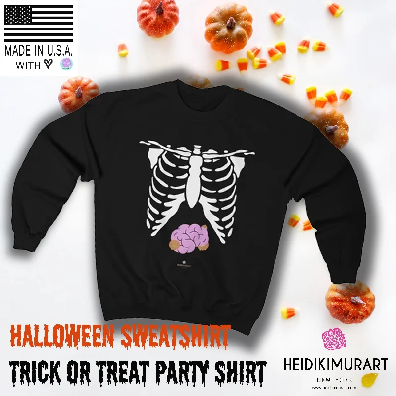 White Skeleton Torso Halloween Unisex Heavy Blend Crewneck Sweatshirt-Made in USA Hoodie with Snap Buttons Easy Quick