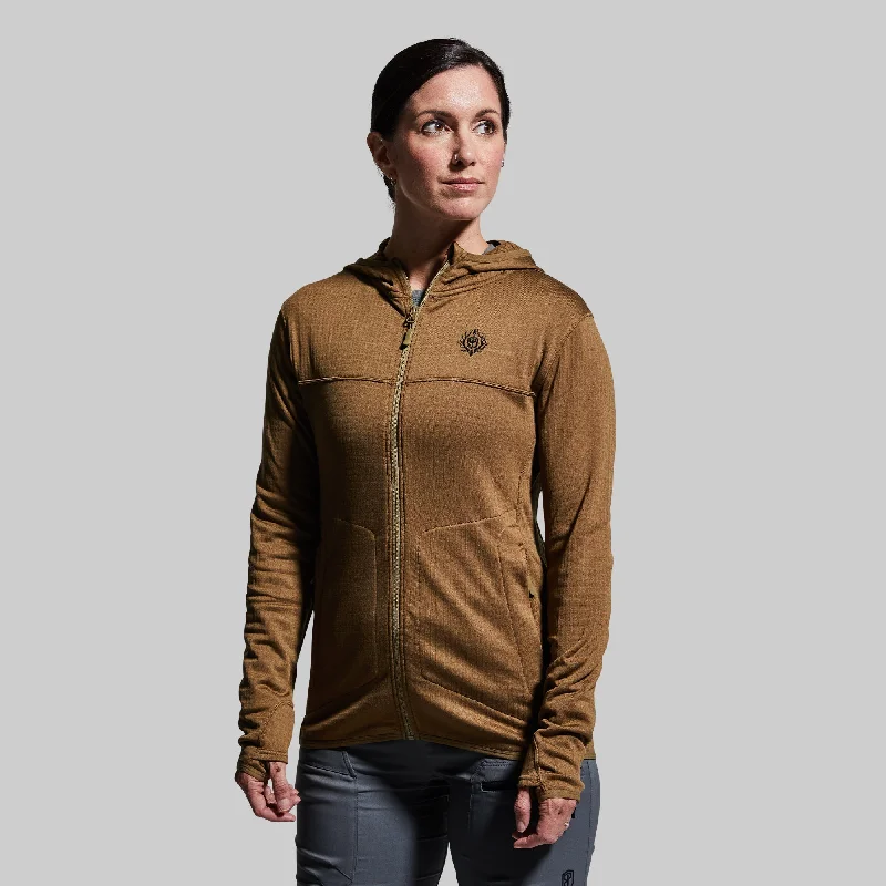 Women's Quiver Full Zip Hoodie (Coyote Brown) Hoodie with Magnetic Closure Innovative Modern