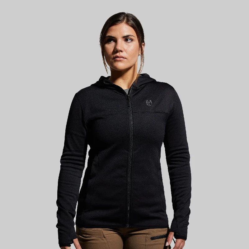 Women's Sentry Full Zip Hoodie (Black) Hoodie with Elastic Waist Stretchable Comfortable