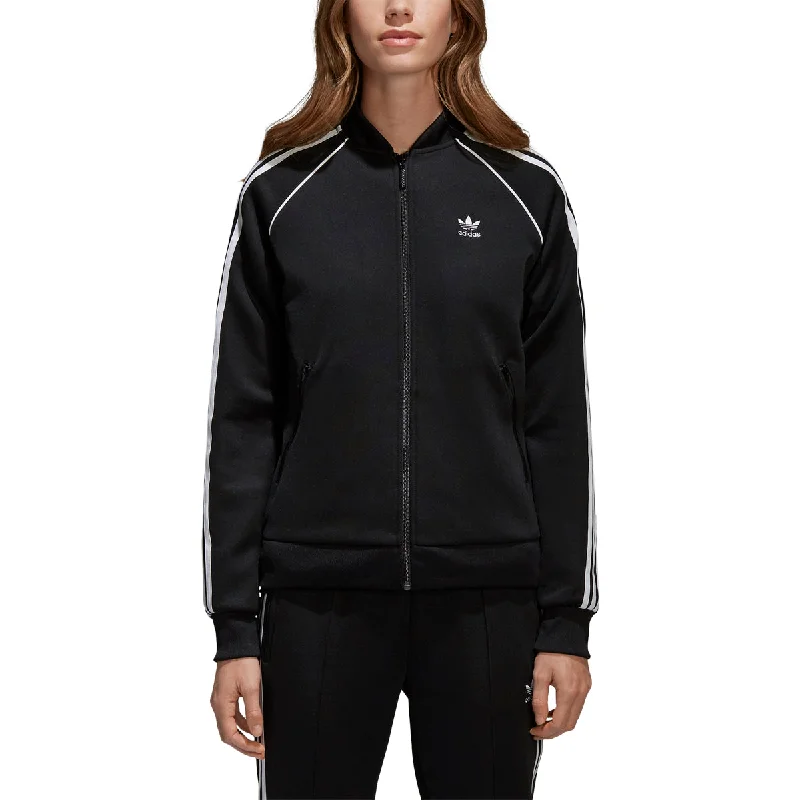 Adidas Originals Supertstar Women's Track Jacket Black/White Front Pockets Side Pockets Patch Pockets