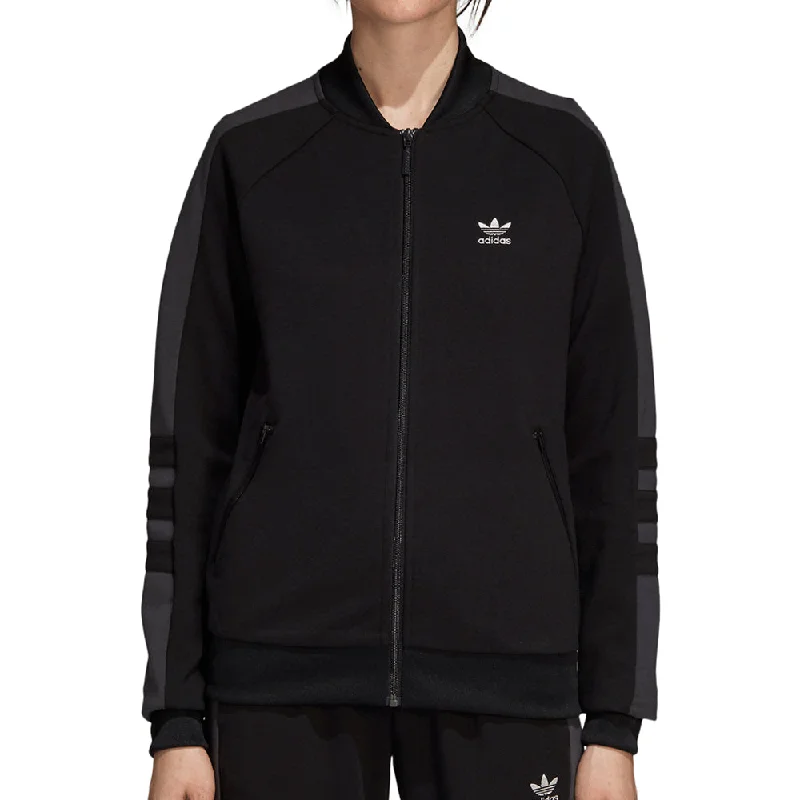 Adidas Originals Women's Athletic Track Jacket Black/White Toggled Jacket Drawstring Jacket Belted Jacket