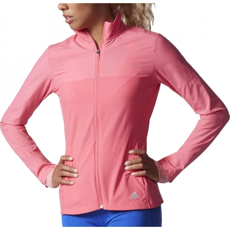 Adidas Women's Running Supernova Storm Jacket Pink Knit Fabric Woven Fabric Fleece Fabric