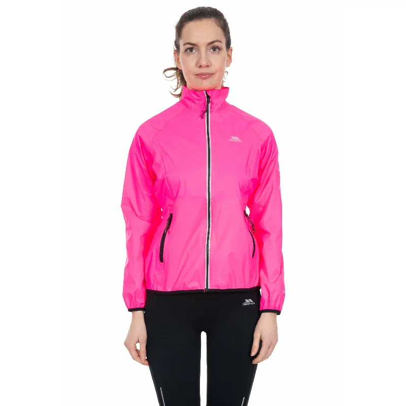 Beaming Womens Unpadded Waterproof Packaway Jacket in High Vis Pink Cotton Jacket Linen Jacket Terry Jacket