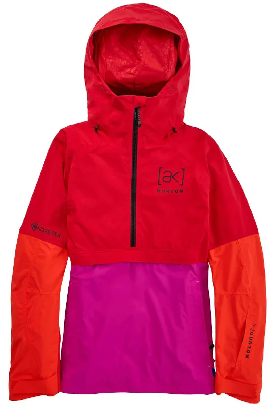 Burton [AK] Kimmy GORE-TEX Womens Anorak Jacket Molten Red / Very Berry / Signal Orange Welt Pockets Slit Pockets Flap Pockets