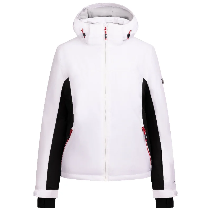 Doris Women's Padded Ski Jacket in White Chenille Fabric Brocade Fabric Lace Fabric