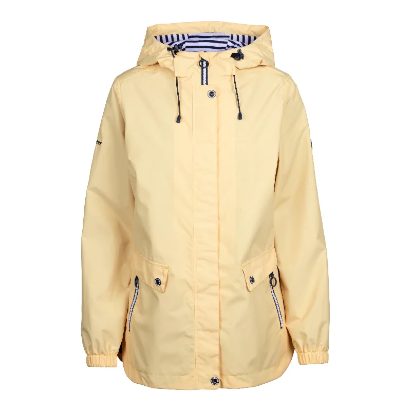 Flourish Womens Unpadded Waterproof Jacket in Pale Maize Rayon Fabric Velvet Fabric Corduroy Fabric