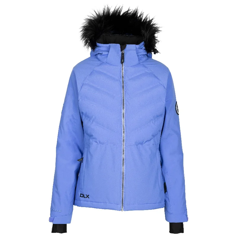 Gaynor DLX Women's Padded Ski Jacket in Baja Blue Satin Jacket Silk Jacket Chiffon Jacket