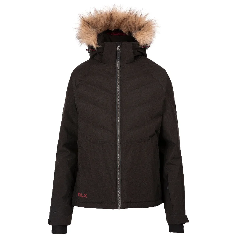 Gaynor DLX Women's Padded Ski Jacket in Black Tailored Jacket Straight Jacket A-Line Jacket