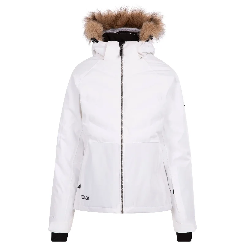 Gaynor DLX Women's Padded Ski Jacket in White Toggled Jacket Drawstring Jacket Belted Jacket