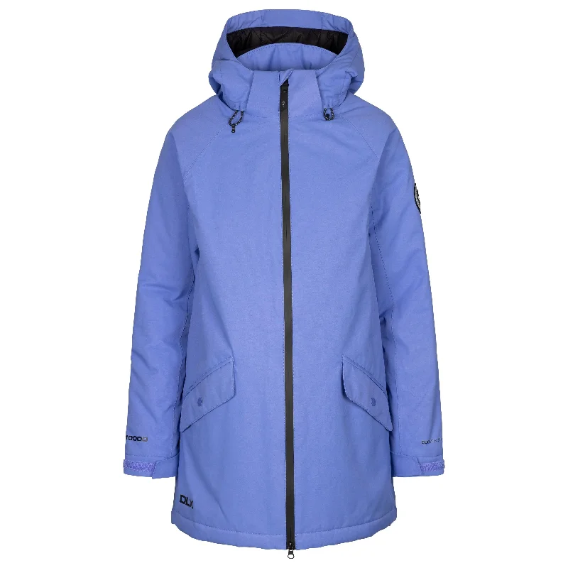 Isabelle Women's Padded DLX Waterproof Jacket in Baja Blue Zippered Front Buttoned Front Snap Front