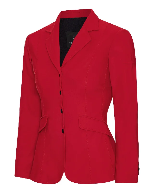 Light Tech Class  Riding Jacket Female - Red Tailored Jacket Straight Jacket A-Line Jacket