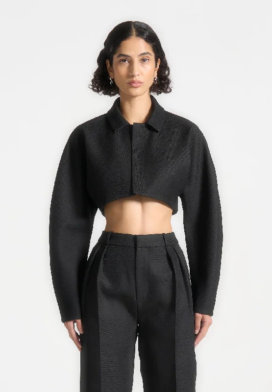 Tailored Super Cropped Jacket - Black Insulated Jacket Fitted Jacket Loose Jacket