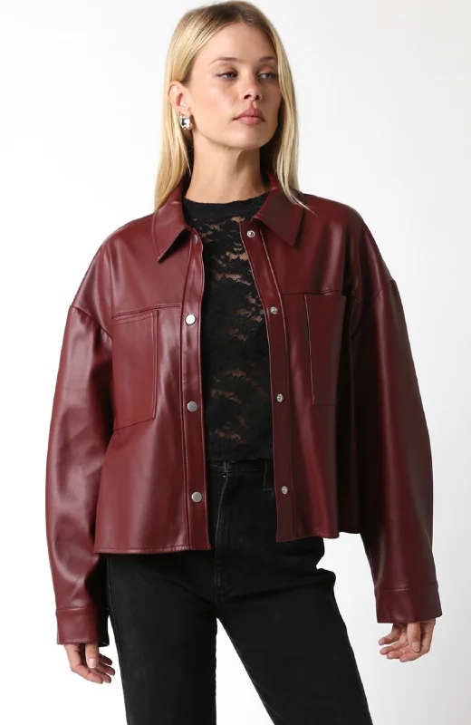 Touchdown Faux Leather Jacket Hoodie Zip-Up Jacket Button-Up Jacket