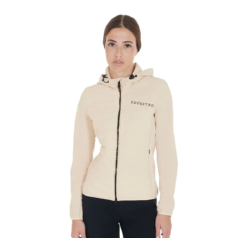 Women's Technical Down Jacket - Beige Elasticated Jacket Padded Jacket Insulated Jacket