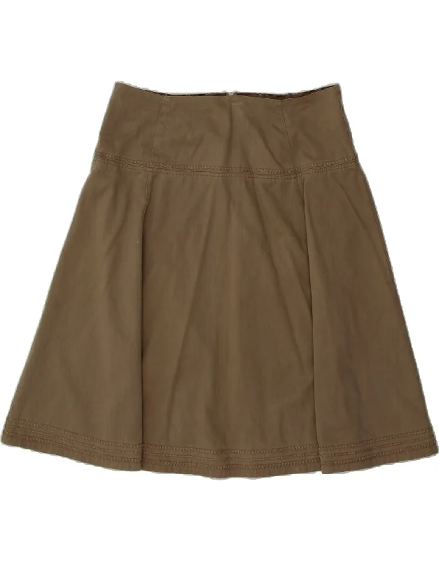 FAT FACE Womens A-Line Skirt W34 Large Khaki Cotton silk skirt sleek