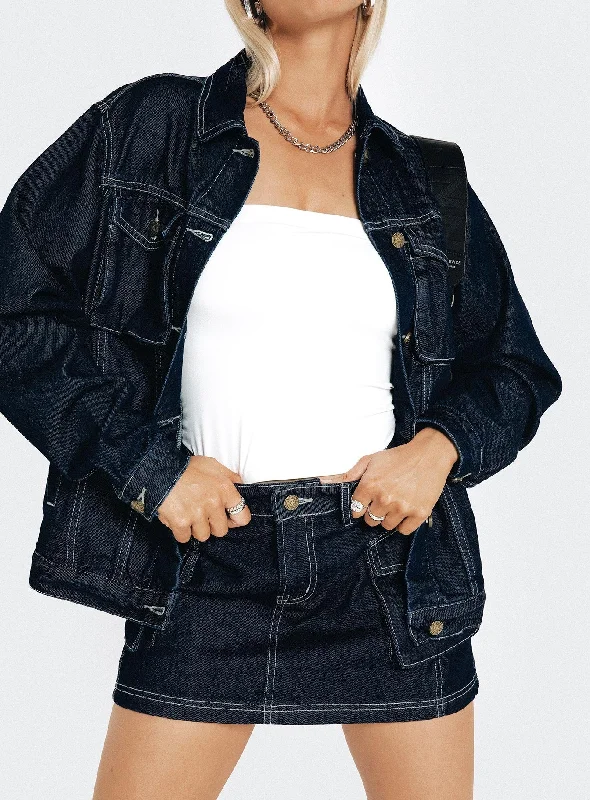 Junie Denim Mini Skirt Indigo corduroy skirt durable